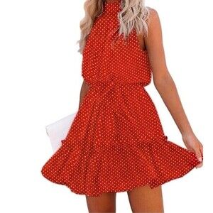 NWT BTFBM Red Halter Polka Dot babydoll Dress - Size  Medium